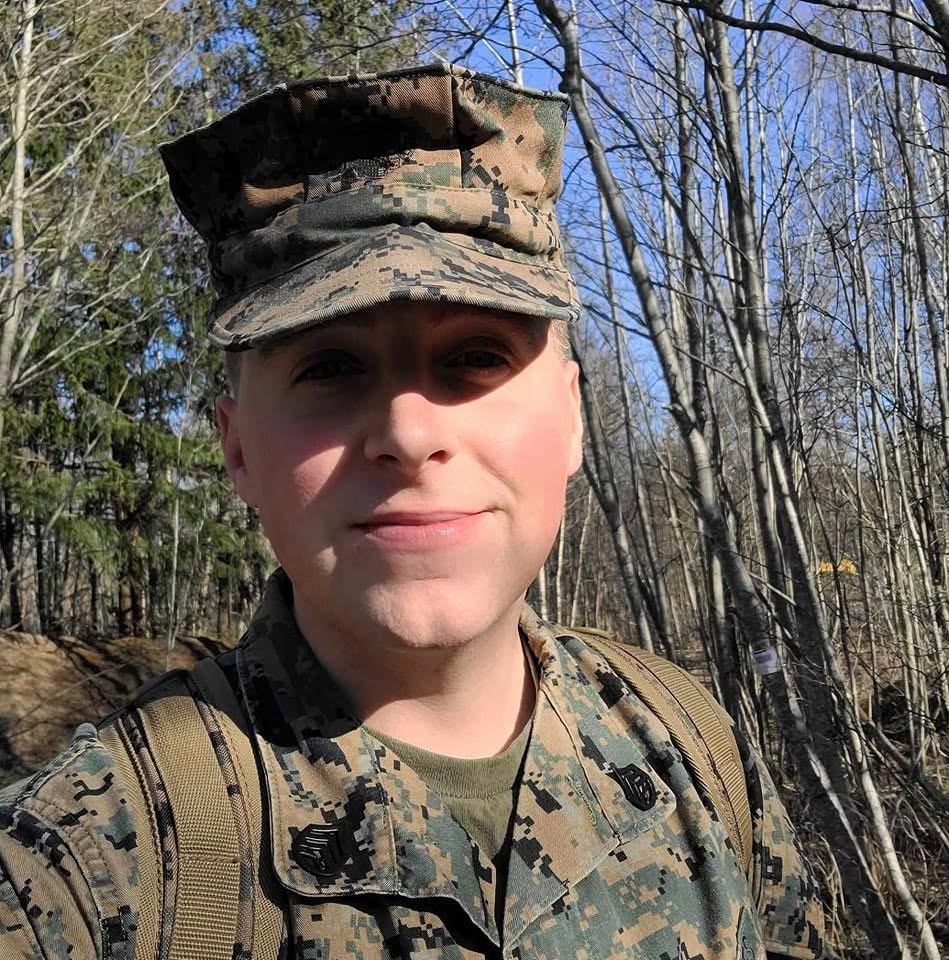 Devyn Harrington in Marine Corps uniform during field training