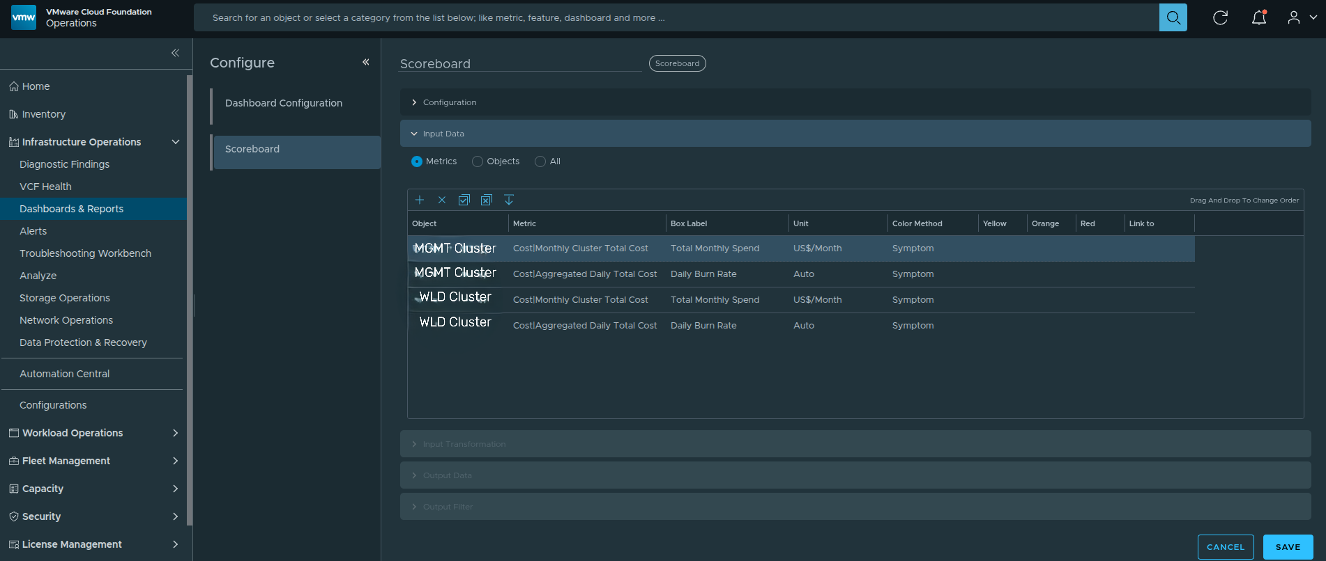 Renaming scoreboard labels for executive clarity.