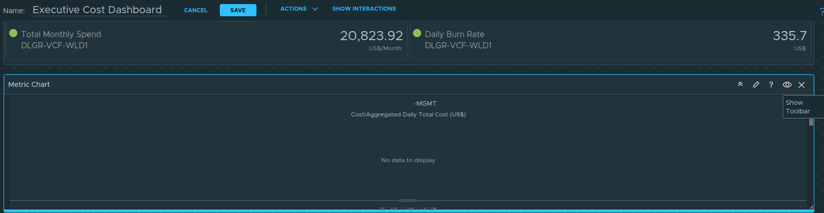 Enabling the chart toolbar to access time and comparison controls.