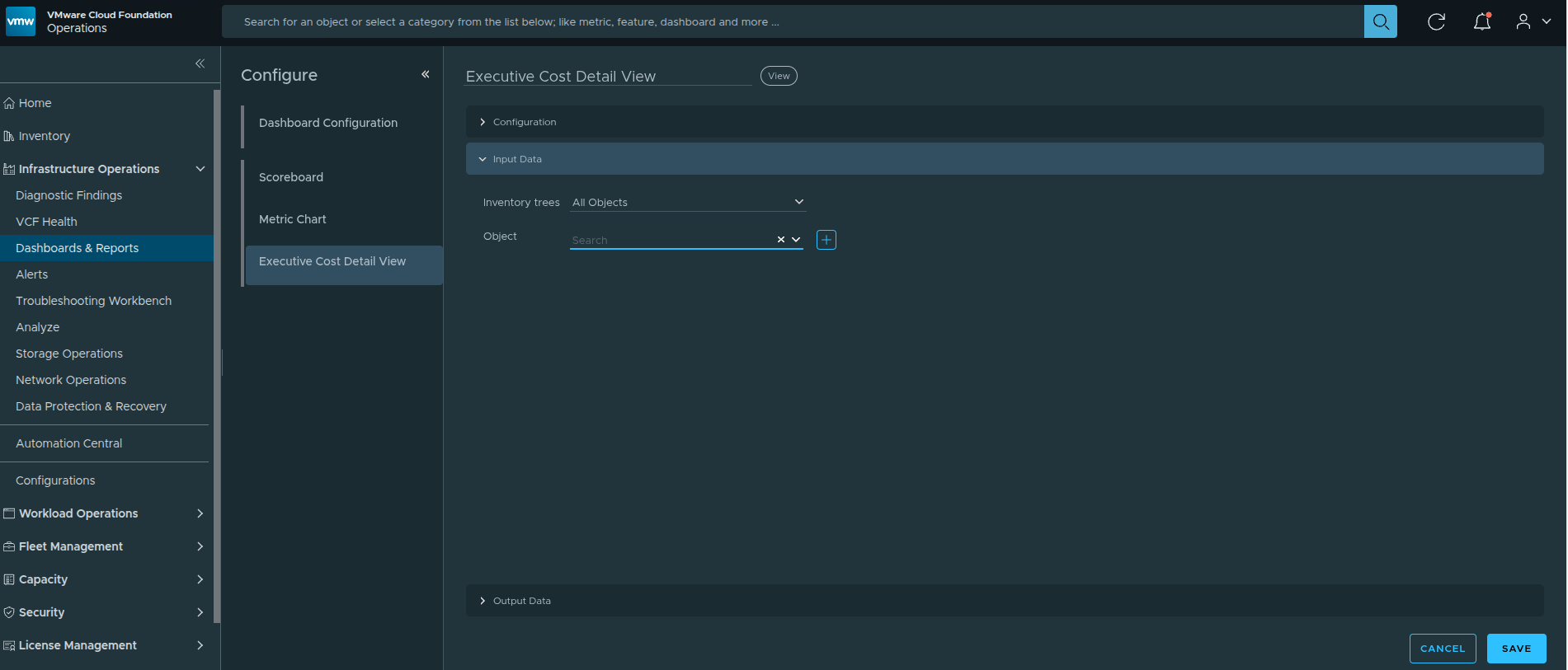 Adding input data to define the object scope.