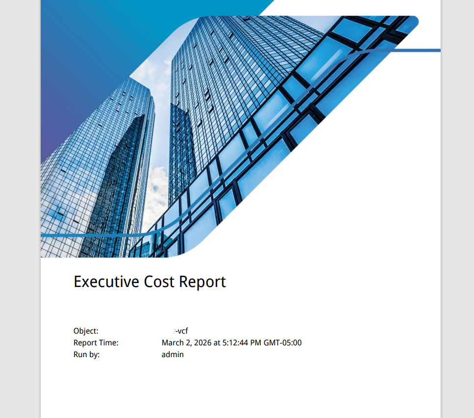 Executive Cost Report rendered in PDF format.