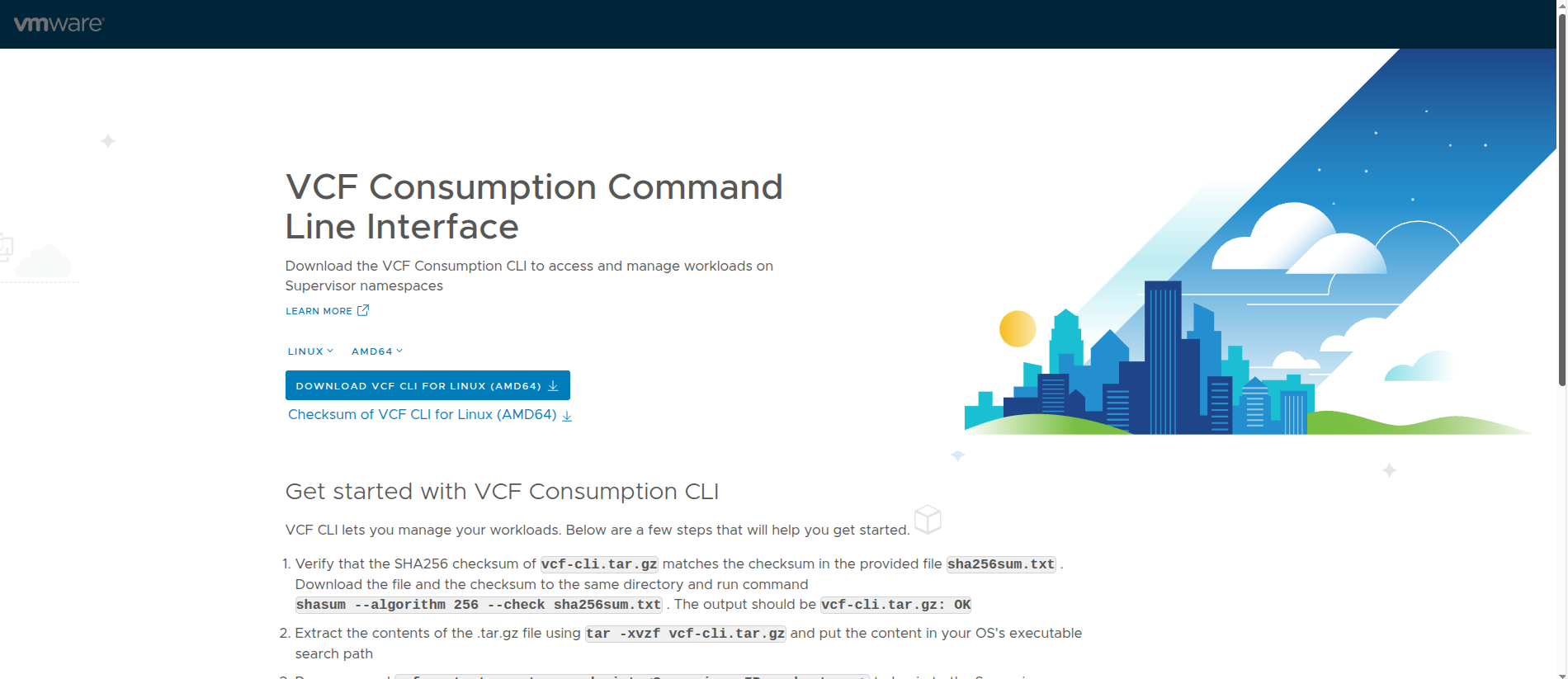 VCF Consumption CLI download page exposed by the Supervisor endpoint.
