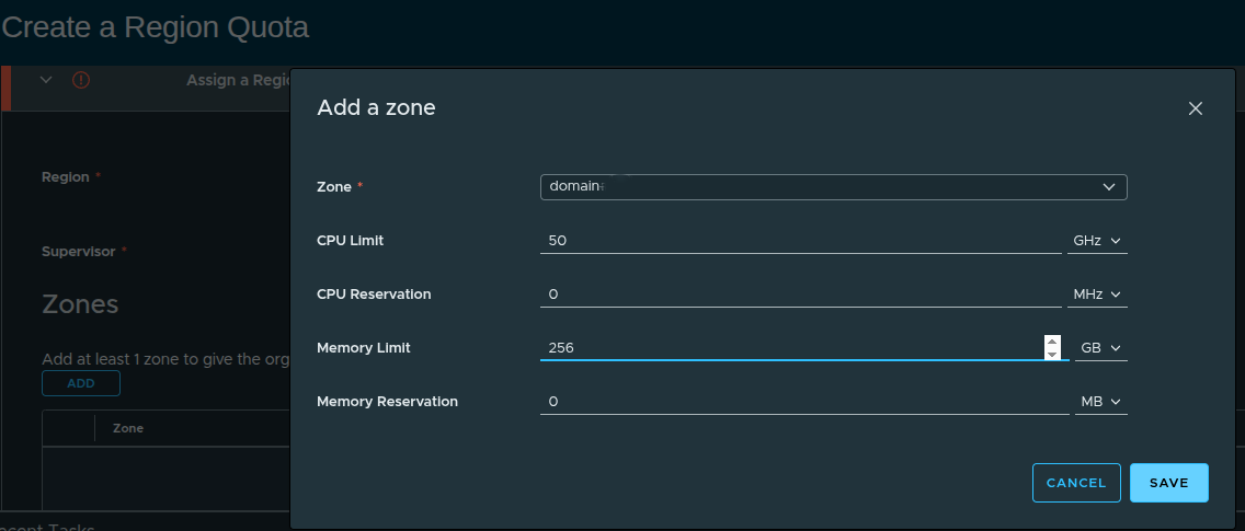Add Zone - Resource Configuration