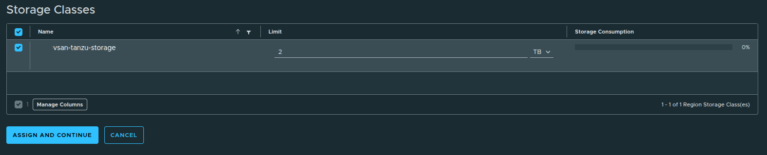 Storage Class Configuration