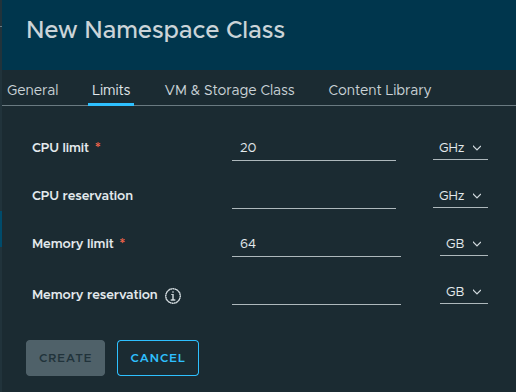 Namespace Class Limits