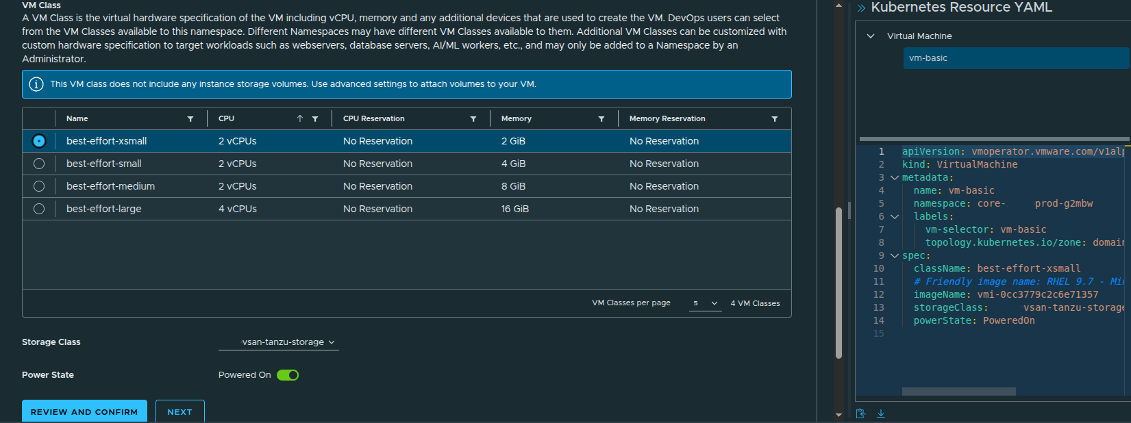 Guest customization section for the new VM workflow.